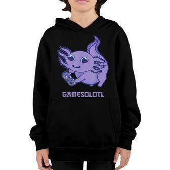 Gamesolotl Axolotl Video Gamer Kawaii Anime Gift Boys Girls Youth Hoodie - Thegiftio UK