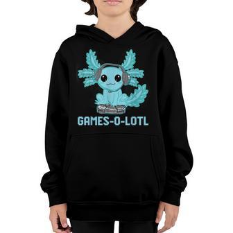 Gamesolotl Axolotl Video Gamer Kawaii Anime Gift Boys Kids Youth Hoodie - Thegiftio UK