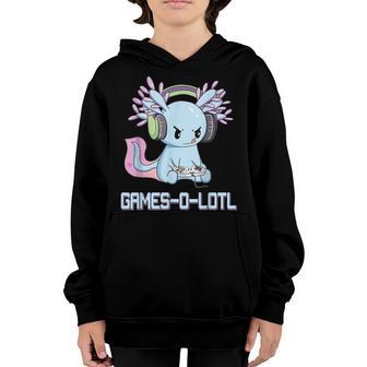 Gamesolotl Axolotl Video Gamer Kawaii Anime Gift Kids Boys Youth Hoodie - Thegiftio UK