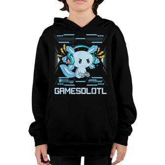 Gamesolotl Axolotl Video Gamer Kawaii Anime Kids Boys Girls Youth Hoodie - Thegiftio UK