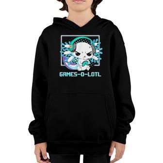 Gamesolotl Video Gamer Anime Axolotl Fish Playing Gamer Boys Youth Hoodie - Thegiftio UK