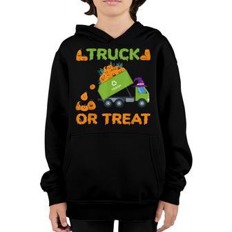 Garbage Truck Or Treat Pumpkins Halloween Recycling Lover Youth Hoodie - Thegiftio UK