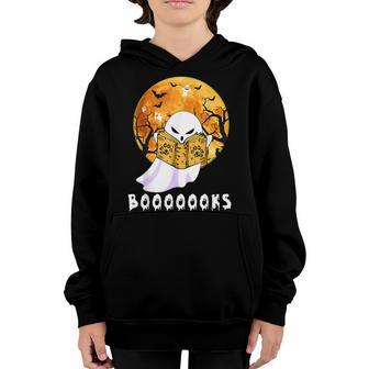 Ghost Booooks Halloween Reading Librarian Bookworm Teacher Youth Hoodie - Thegiftio UK