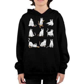 Ghost Cat Halloween For Cat Lover Tollers Boys Girls Kids Youth Hoodie - Thegiftio UK
