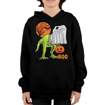 Ghost Dinosaur T Rex Funny Boo Halloween Boys Men Pumpkin Youth Hoodie - Thegiftio UK