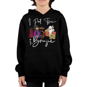 Girl I Put The Boo In Boujie Halloween Groovy Witch Ghost Youth Hoodie - Thegiftio UK