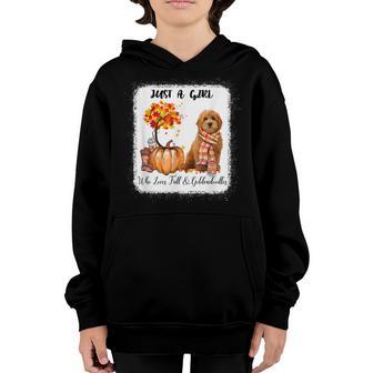 Girl Who Loves Fall And Goldendoodles Youth Hoodie - Thegiftio UK