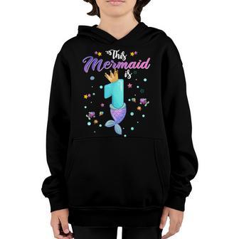 Girls 1St Birthday This Mermaid Is 1 Years Old Kids Costume Youth Hoodie - Thegiftio UK