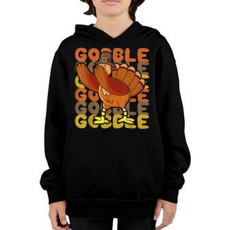 Gobble Dabbing Turkey Thanksgiving Day Pilgrim Boys Kids Men V4 Youth Hoodie - Thegiftio UK