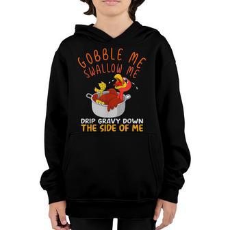 Gobble Me Swallow Me Turkey Thanksgiving Kids Toddlers Youth Hoodie - Thegiftio UK