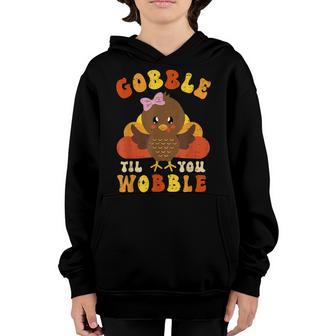 Gobble Til You Wobble Cute Turkey Thanksgiving Girls Youth Hoodie - Thegiftio UK