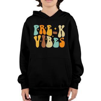 Groovy Hello Prek Vibes Retro Teachers Back To School Graphic Design Printed Casual Daily Basic Youth Hoodie - Thegiftio UK