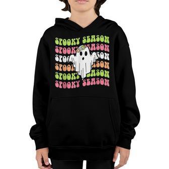 Groovy Spooky Vibes Halloween Ghost Spooky Season Girl Kids Youth Hoodie - Thegiftio UK