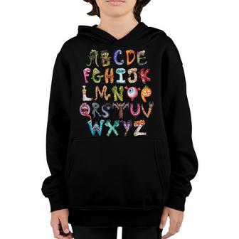 Halloween Alphabet Abcs Learning Kindergarten Teacher Kids Youth Hoodie - Thegiftio UK