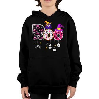 Halloween Boo Owl With Witch Hat Spiders Boys Girls Kids Youth Hoodie - Thegiftio UK