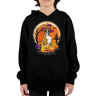 Halloween Boxer Dog Moon With Pumpkin Funny Gifts Women Kids V2 Youth Hoodie - Thegiftio UK