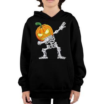 Halloween Boys Dabbing Skeleton Scary Pumpkin Jack O Lantern V10 Youth Hoodie - Thegiftio UK