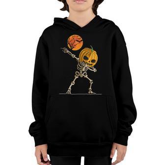 Halloween Boys Dabbing Skeleton Scary Pumpkin Jack O Lantern V11 Youth Hoodie - Thegiftio UK