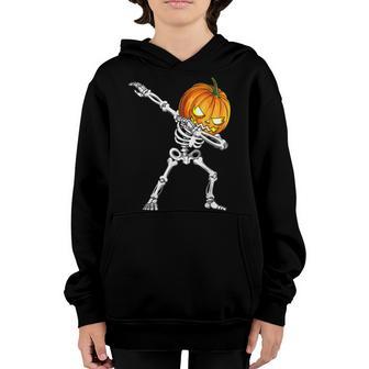 Halloween Boys Dabbing Skeleton Scary Pumpkin Jack O Lantern V4 Youth Hoodie - Thegiftio UK