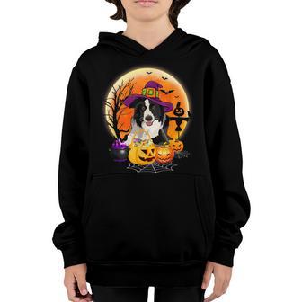 Halloween Collie Dog Moon With Pumpkin Funny Gifts Women Kid Youth Hoodie - Thegiftio UK