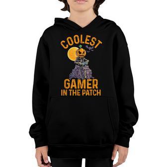 Halloween Coolest Gamer In The Patch Pumpkin Jack O Lantern V2 Youth Hoodie - Thegiftio UK