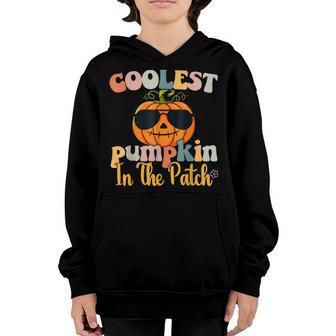 Halloween Coolest Pumpkin In The Patch Groovy Funny Boys Kid Youth Hoodie - Thegiftio UK