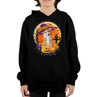 Halloween Corgi Dog Moon With Pumpkin Funny Gifts Women Kids Youth Hoodie - Thegiftio UK