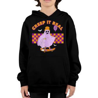 Halloween Creep It Real Ghost Sweating Skeleton Boys Trick Youth Hoodie - Thegiftio UK