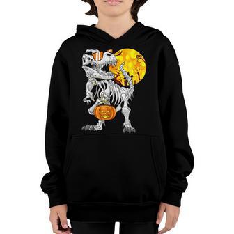 Halloween Dinosaur T Rex Skeleton Scary Boys Kids Ns V5 Youth Hoodie - Thegiftio UK