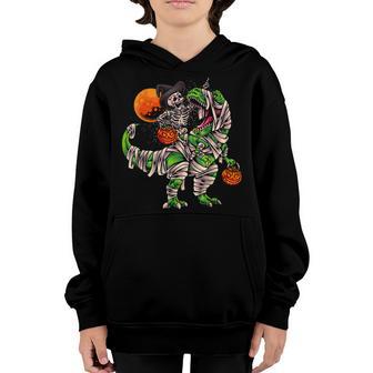 Halloween For Boys Kids Men Skeleton Riding Dinosaur Youth Hoodie - Thegiftio UK