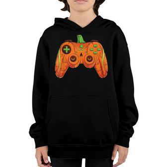 Halloween Gamer Pumpkin Controller Video Gamer Kids Boys V2 Youth Hoodie - Thegiftio UK