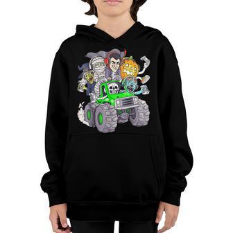 Halloween Gamer Skeleton Zombie Monster Truck Mummy Youth Hoodie - Thegiftio UK