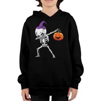 Halloween Gifts For Boys Kids Girl Dabbing Skeleton Costume Youth Hoodie - Thegiftio UK