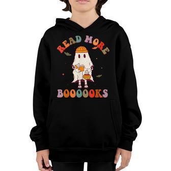 Halloween Groovy Read More Books Cute Boo Ghost Reading Kids V3 Youth Hoodie - Thegiftio UK