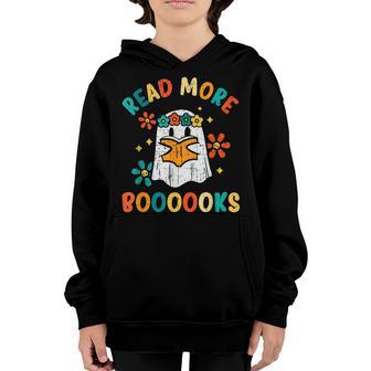 Halloween Groovy Read More Books Cute Boo Ghost Reading Kids Youth Hoodie - Thegiftio UK