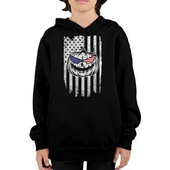 Halloween Jack O Lantern American Usa Flag Boys Kids Men Youth Hoodie - Thegiftio UK