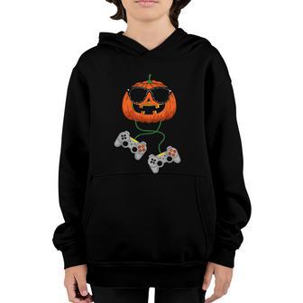 Halloween Jack O Lantern Gamer Boys Kids Men Funny Halloween Graphic Design Printed Casual Daily Basic V2 Youth Hoodie - Thegiftio UK