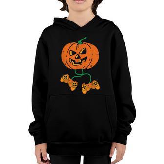 Halloween Jack O Lantern Gamer Boys Kids Men Funny Halloween Graphic Design Printed Casual Daily Basic Youth Hoodie - Thegiftio UK