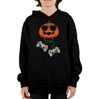 Halloween Jack O Lantern Gamer Boys Kids Men Funny Halloween V10 Youth Hoodie - Thegiftio UK