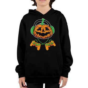 Halloween Jack O Lantern Gamer Boys Kids Men Funny Halloween V15 Youth Hoodie - Thegiftio UK