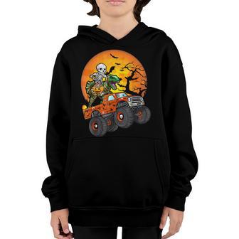 Halloween Monster Truck Pumpkin Mummy Dinosaur T Rex Boys Youth Hoodie - Thegiftio UK