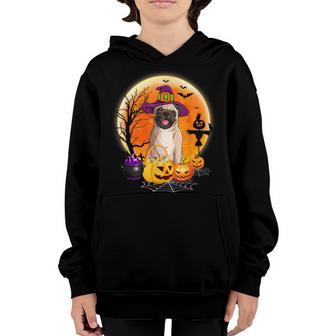 Halloween Pug Dog Moon With Pumpkin Funny Gifts Women Kids Youth Hoodie - Thegiftio UK