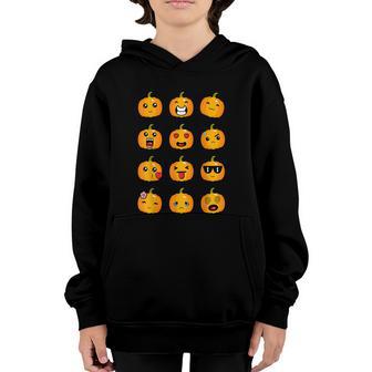 Halloween Pumpkins Emotions Boys Girls Kids Cute Halloween Graphic Design Printed Casual Daily Basic Youth Hoodie - Thegiftio UK
