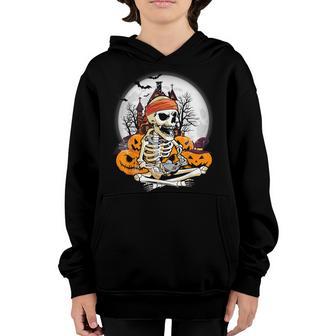 Halloween Skeleton Gamer Boys Kids Funny Video Gamer Youth Hoodie - Thegiftio UK