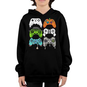 Halloween Skeleton Zombie Gaming Controllers Mummy Boys Kids Youth Hoodie - Thegiftio UK