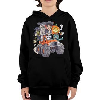 Halloween Skeleton Zombie Monster Truck Vampire Boys Kids Youth Hoodie - Thegiftio UK