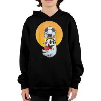 Halloween Soccer Ghost Playing Soccer Ball Kids Boys Youth Hoodie - Thegiftio UK
