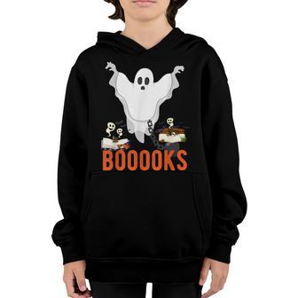 Halloween Teacher Librarian Books Reading Ghost Pun Booooks Youth Hoodie - Thegiftio UK