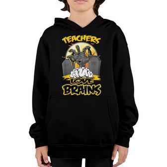 Halloween Teachers Love Brains Zombie Hand School Gifts V2 Youth Hoodie - Thegiftio UK