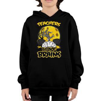 Halloween Teachers Love Brains Zombie Hand School Gifts V4 Youth Hoodie - Thegiftio UK